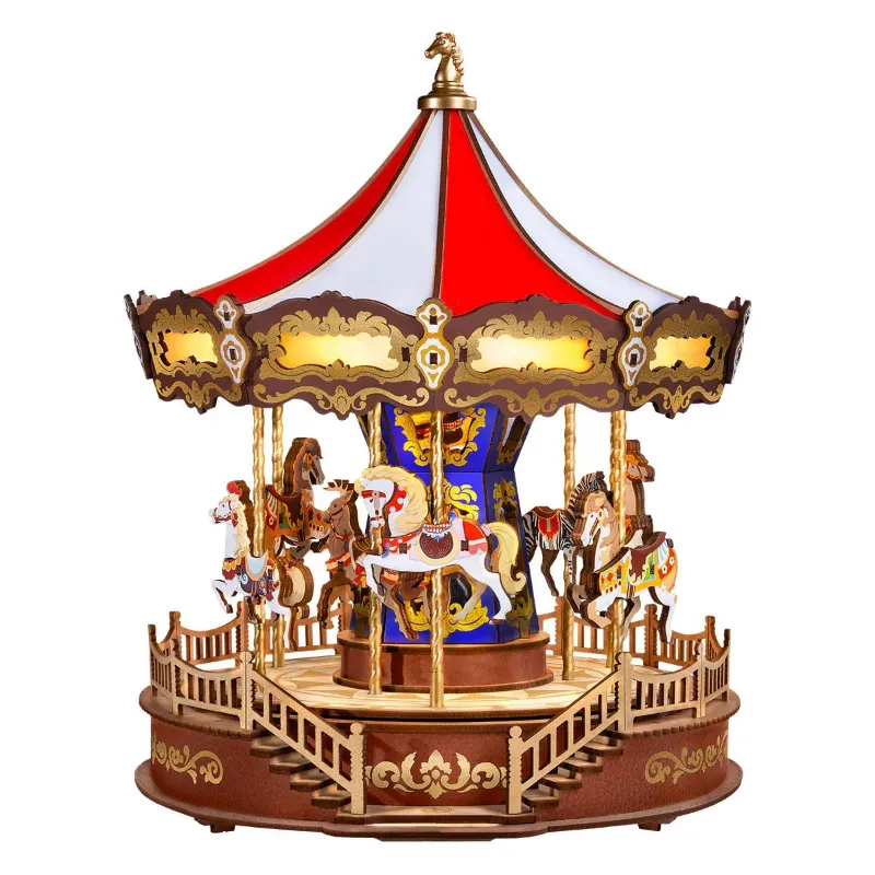 Varvikas 3D Wooden Music Box Puzzle Kit, Classic Carousel (AMC01e) wooden carousel with horses