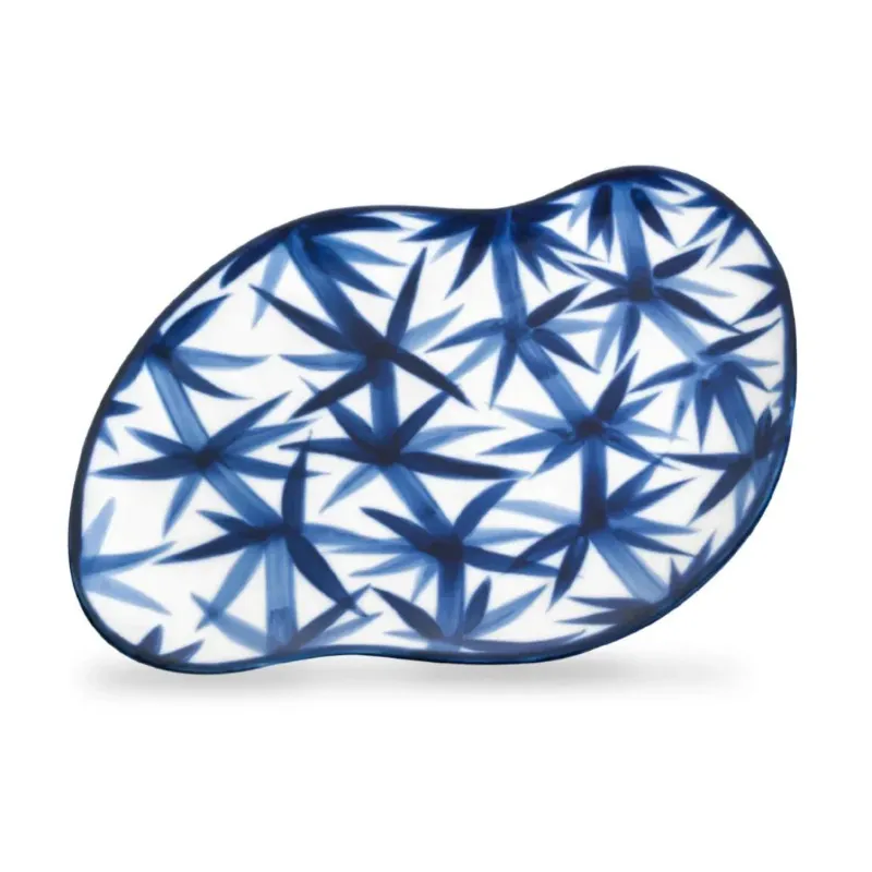 Nammi Bambus Oval Dish handcrafted dark blue porcelain serving piece
