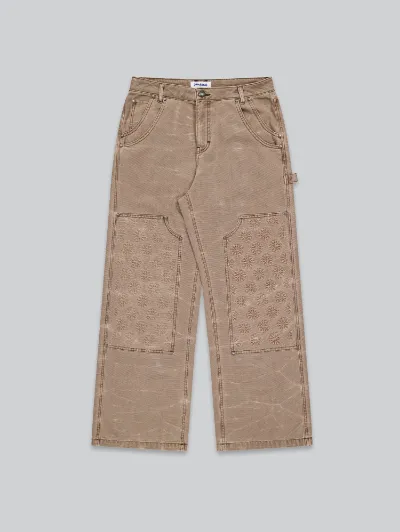 ARNTREAL Relic Carpenter Beige heavyweight denim carpenter jeans in washed beige