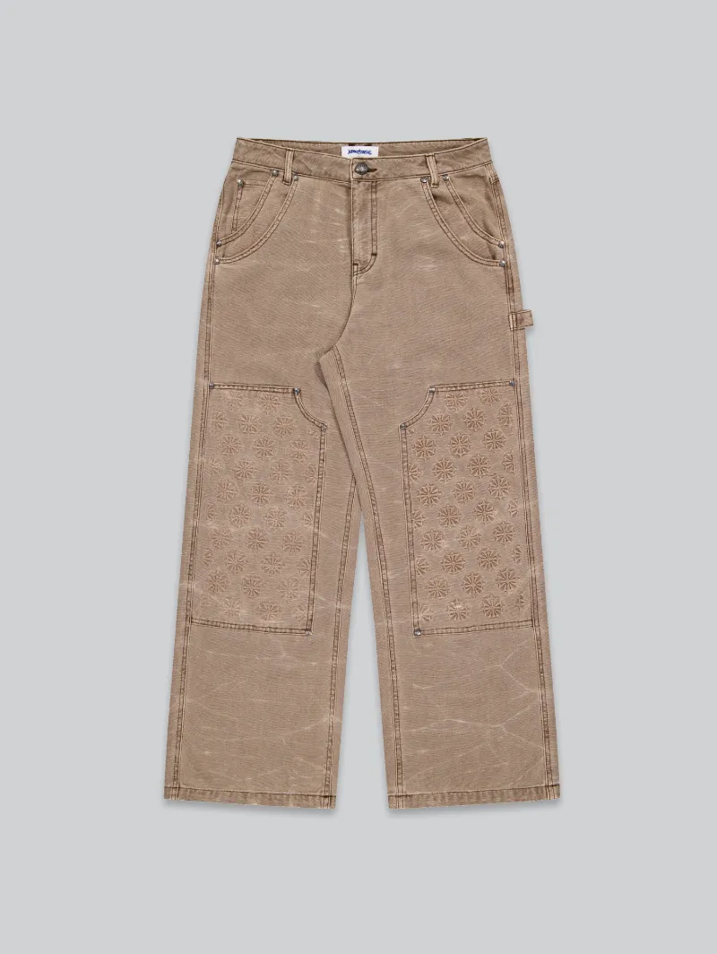 ARNTREAL Relic Carpenter Beige heavyweight denim carpenter jeans in washed beige
