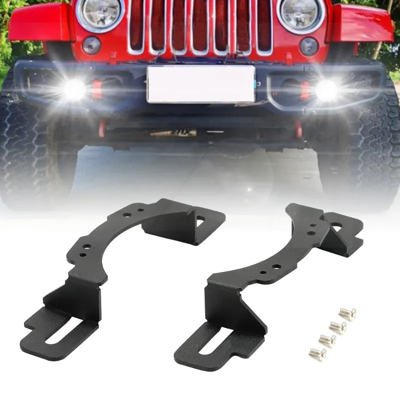 Sunpie 4-inch LED fog light mounting brackets for Jeep JK Hard Rock and JT Gladiator with steel bumpers