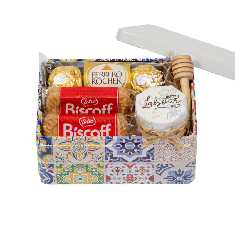 HoneySpree Sweet Labour Sweet Treat Tin, honey jar with treats and accessories in tin