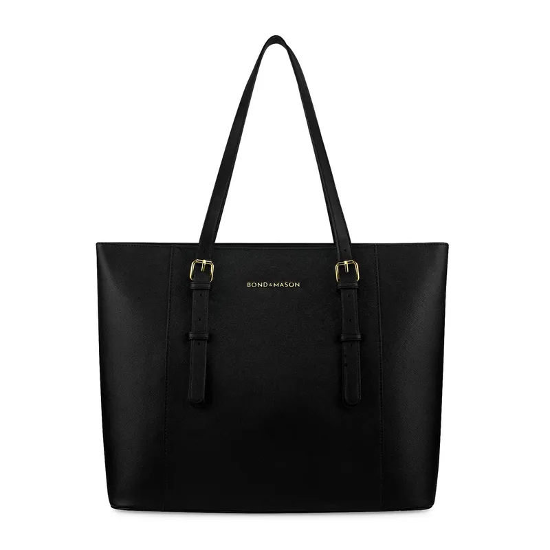 Bond & Mason The Nova Tote Bag showing a tall vegan leather tote with gold-tone hardware