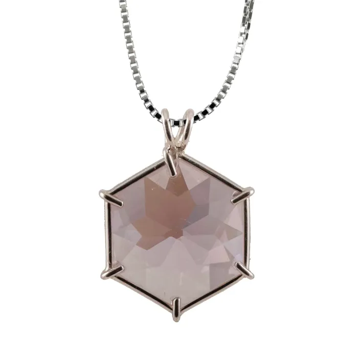 VOLTLIN Amethyst Flower of Life Chain Pendant showing an amethyst pendant in a Flower of Life sterling silver frame