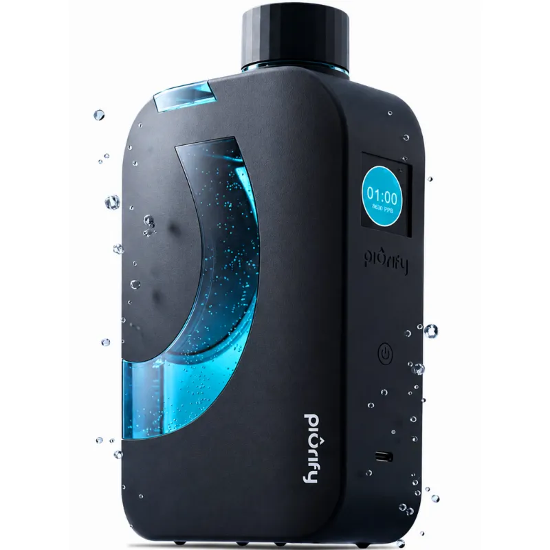 Piurify Hydrogenator Flask in black showing sleek design and premium construction
