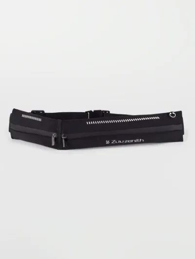 Zuluzenith Adjustable Running Belt with Water-Resistant Pockets in black with foldable pocket detail