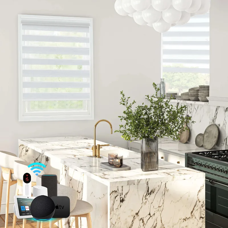 Bringnox Motorized Zebra Roller Blinds 60% Blackout window shade