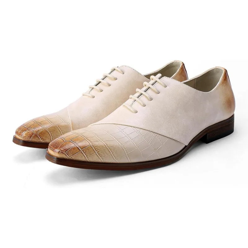 Cloudstyle AUSTIN MILL Men's Dress Shoes Lace Up Oxfords in black with crocodile texture