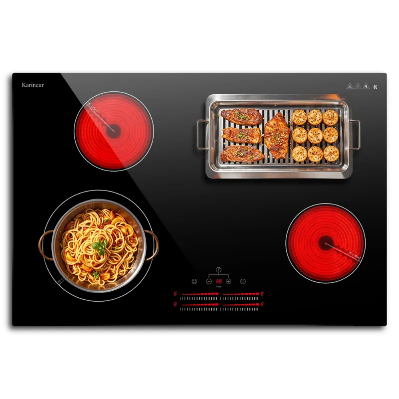 Karinear 30 Inch 4 Burner Electric Stove Top with slide control, ceramic cooktop surface