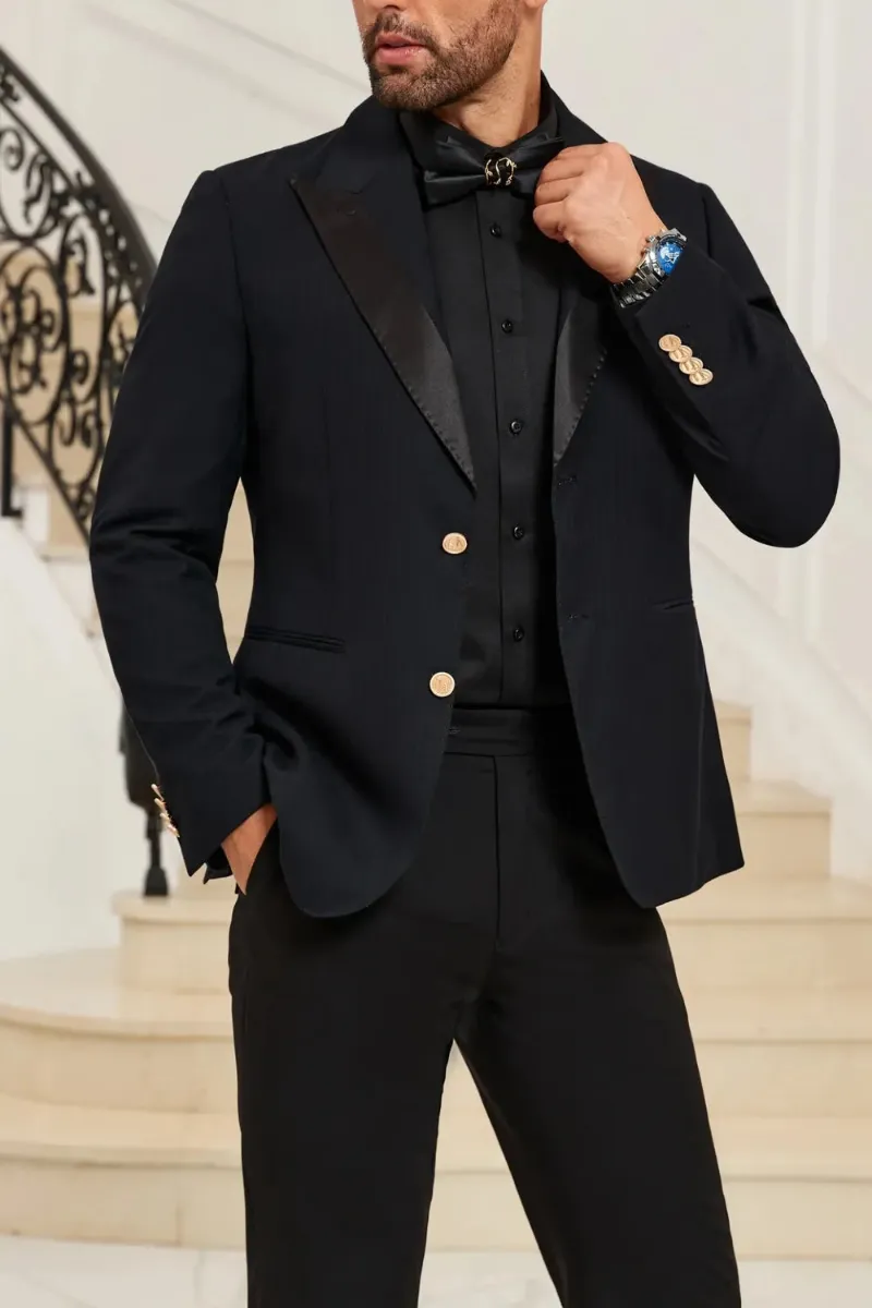 Wehilion Men's Black Custom Fit Blazer, single black blazer jacket