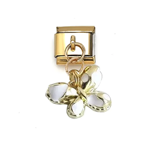 FabuLove Dangling butterfly with white charm showing white butterfly design