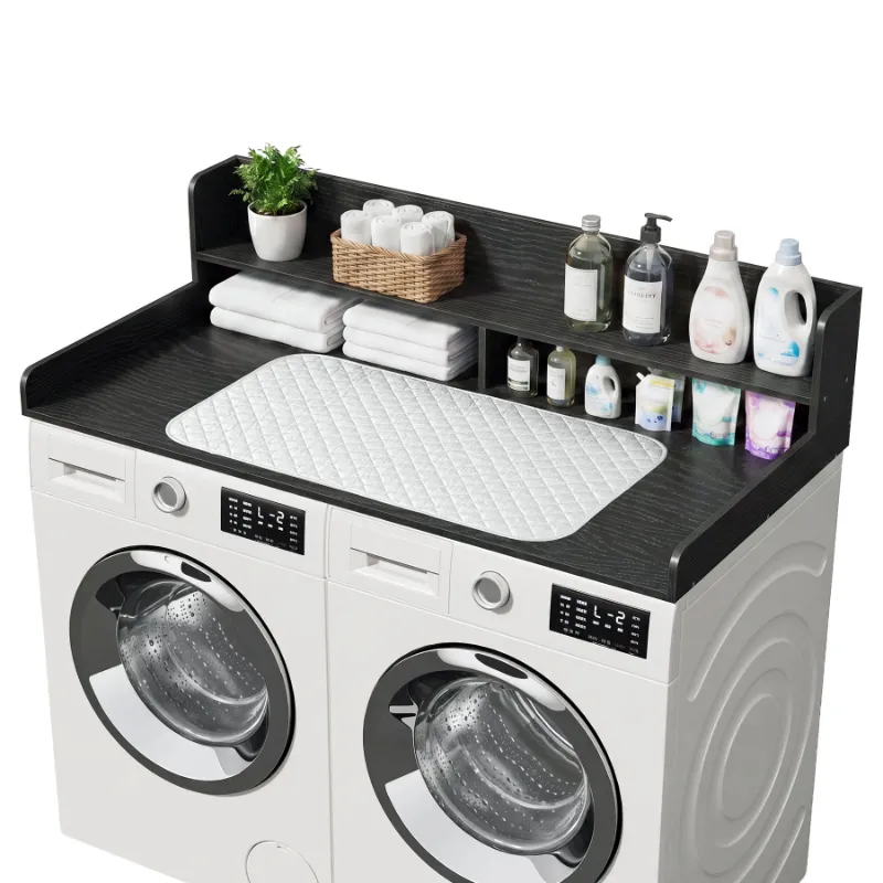 Tribesigns 2-Tier Washer Dryer Countertop with ironing mat and upper shelf for laundry room
