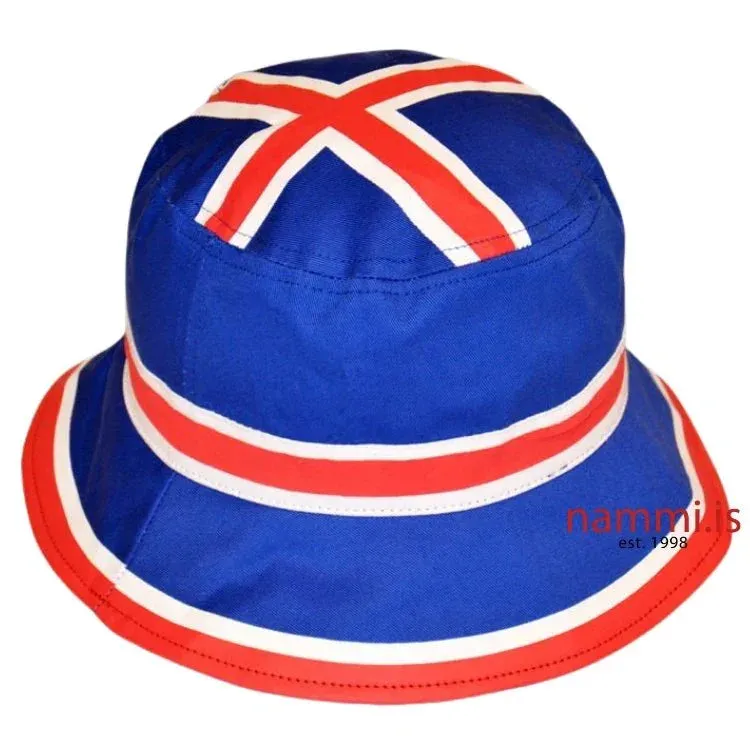 Nammi Cap Icelandic Flag / Hátíðarhattur showing the Icelandic flag design on a baseball cap