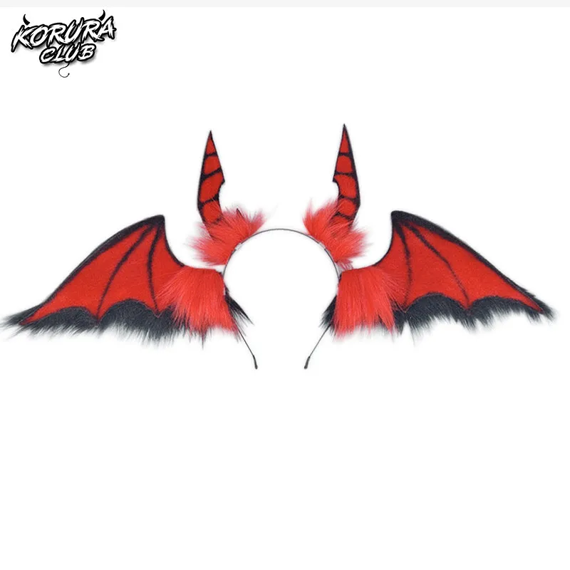 Koruraclub Cosplay Devil Headpiece KH22 red plush horns on headband