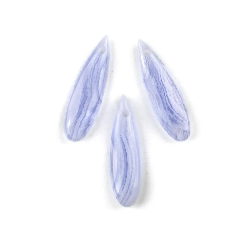 Cherry Tree Beads pale blue lace agate teardrop pendant with white banding