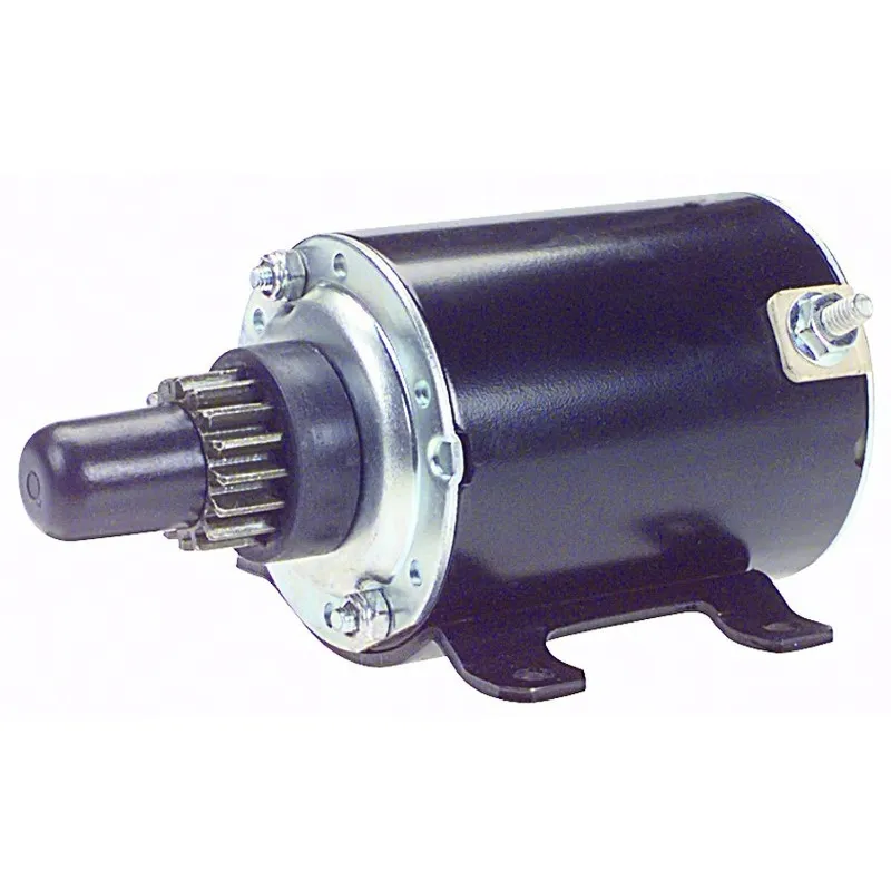 GrillPartsReplacement 12V Electric Starter for Tecumseh engines showing motor housing and drive gear