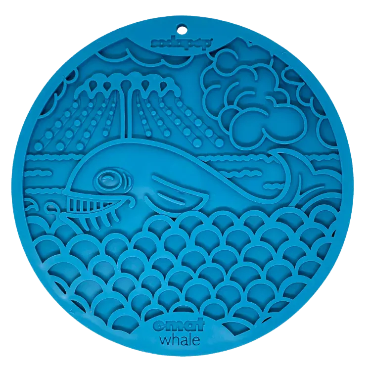Soda Pup Whale eMat suction cup lick mat with whale design for dogs and cats