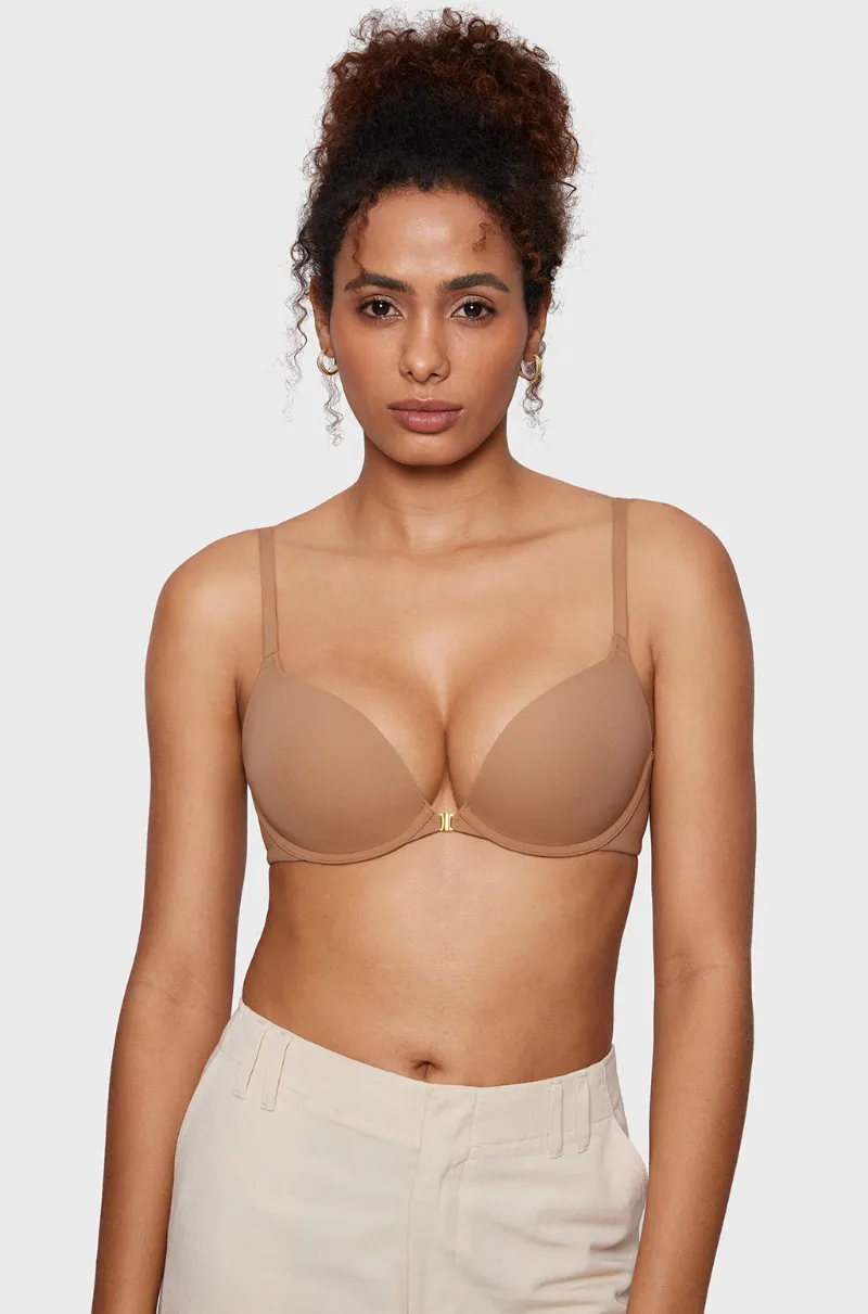 Essenther Global Front Closure T-shirt Bra in soft fabric with front clasp and adjustable straps