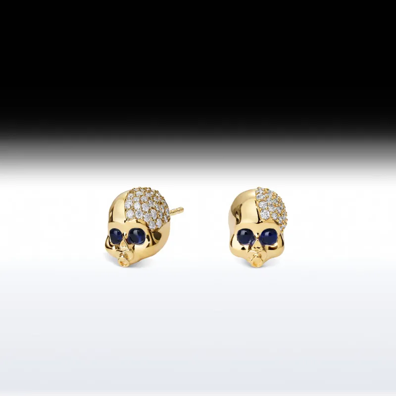 Starlandus Baby Skull Memento Mori Skull Birthstone Earring with winking design