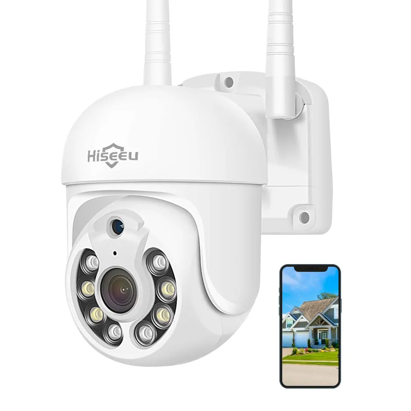 Hiseeu 5MP PTZ WiFi security camera with 360° view and full-color night vision