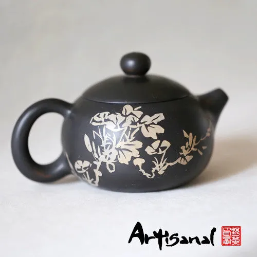 Wild Tea Qi Happy Life Jian Shui Pottery Teapot in purple clay