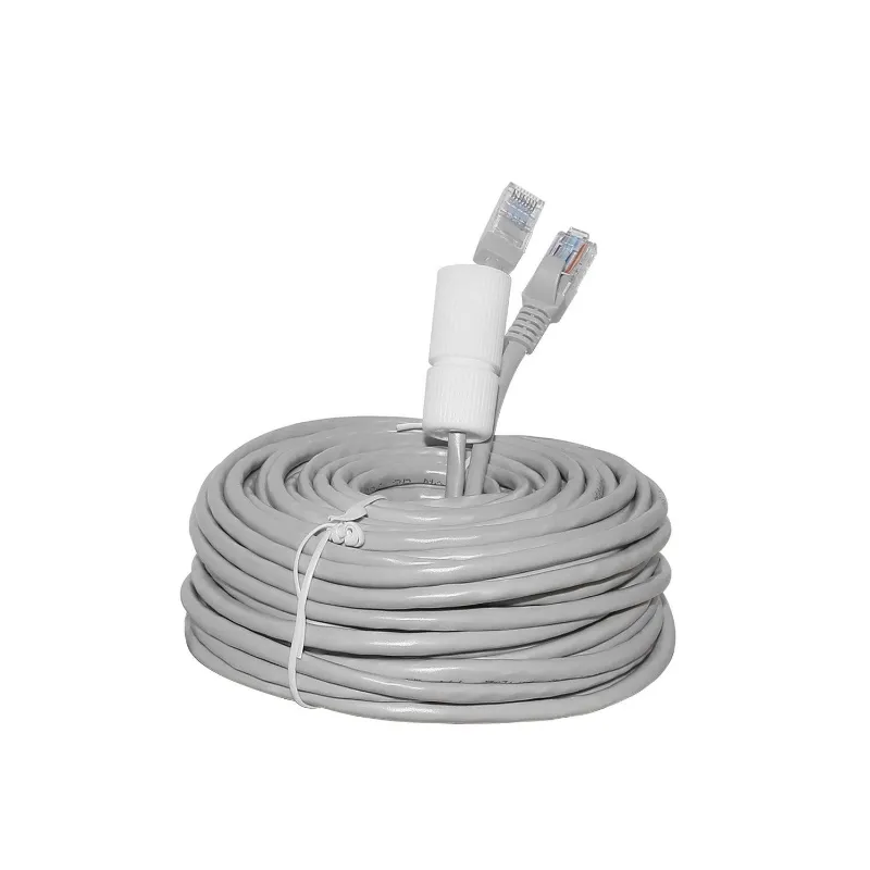 Hiseeu Cat5e PoE Ethernet cable with waterproof RJ45 connectors coiled