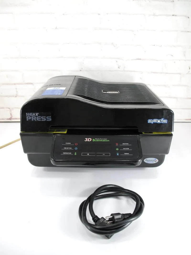 ZeereeZ 3D Vacuum Sublimation Heat Press Transfer Machine ST-3042 black unit with mugs and accessories