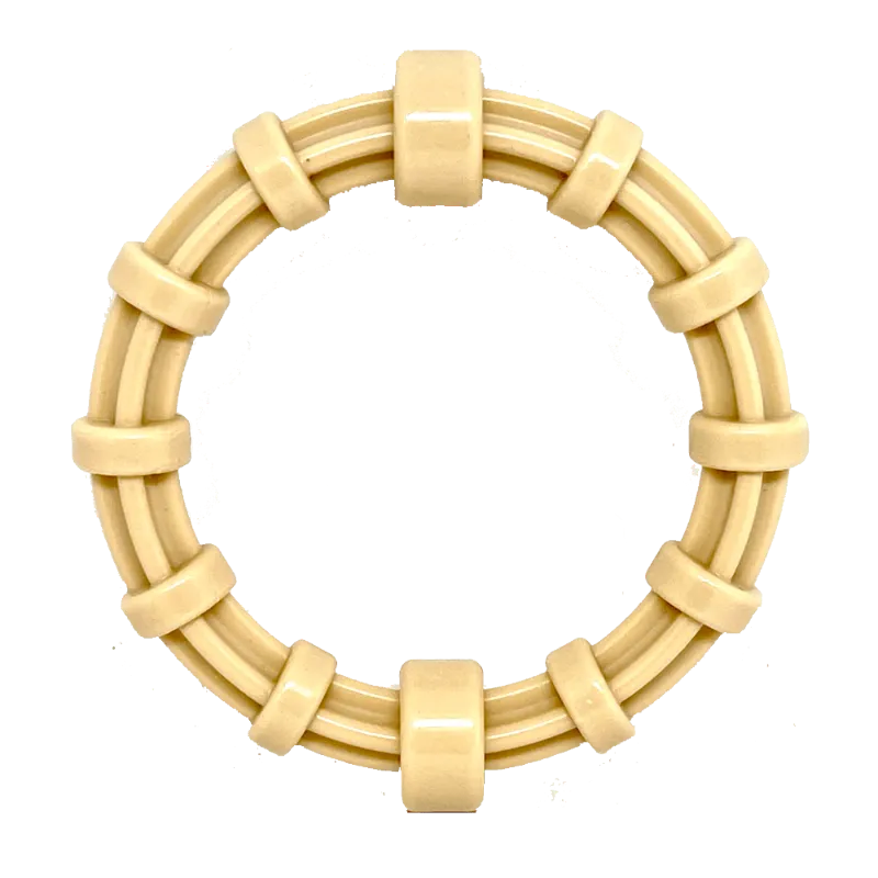 Soda Pup Chicken Flavored Teething Ring for Puppies and Aggressive Chewers, nylon ring toy on surface