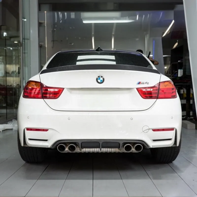 Twenty Two Tuning 3D Carbon Fiber Rear Spoiler compatible with BMW M4 F82 showing trunk-mounted spoiler design