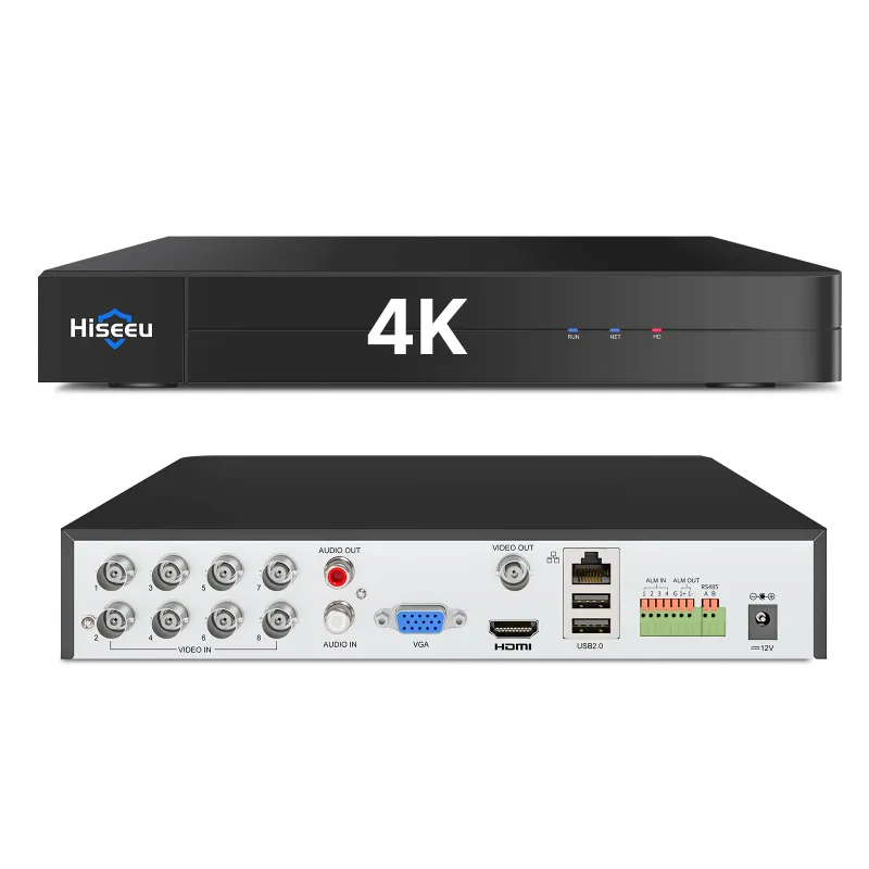 【NO Hard Drive】Hiseeu 4K DVR Security 8MP Digital Video Recorder Advanced for CCTV Security Camera, AHD/TVI/CVI/CVBS/IPC