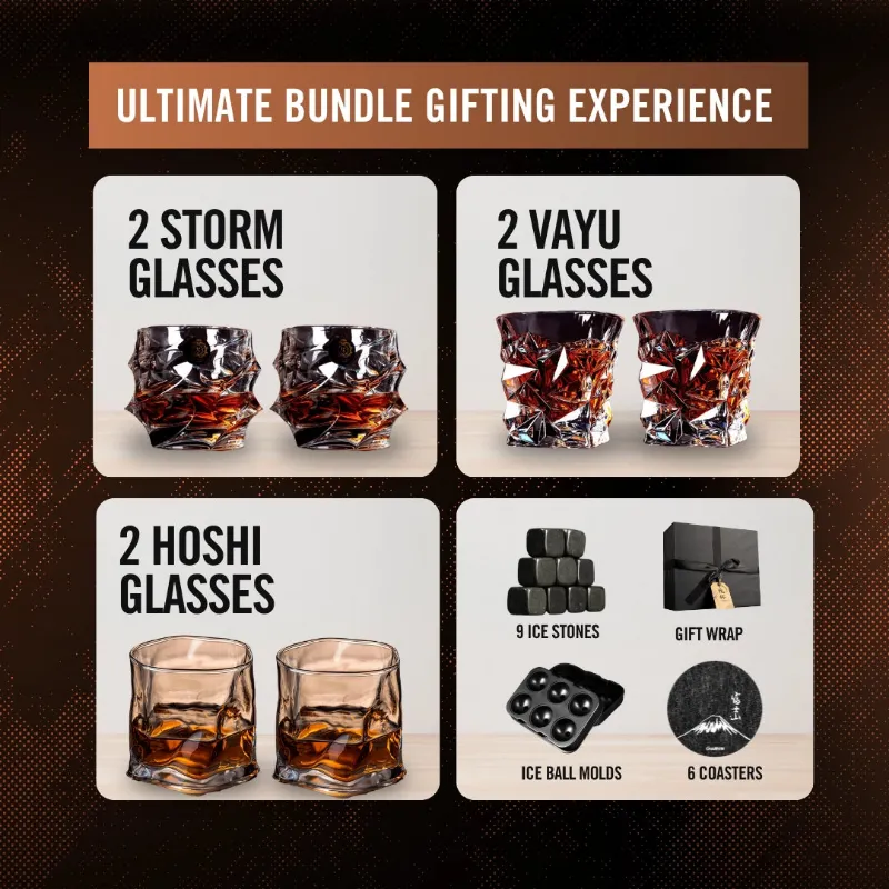 TsukiGlass Ultimate Bundle Gifting Experience with crystal whisky glass and accessories