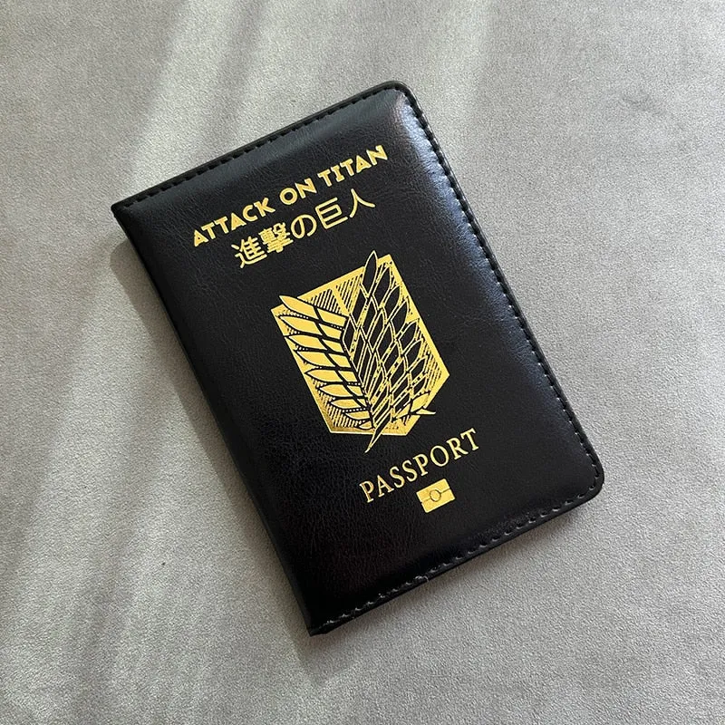 Animeancy Attack on Titan Passport Cover, travel case with Wings of Freedom emblem design