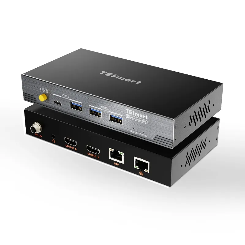 TESmart 100m Dual-Monitor KVM Extender with dual 4K60 DisplayLink over Cat6a