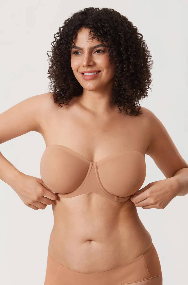 Essenther Global Cosnufy Mesh Unlined Strapless Bra with removable straps and silicone grips