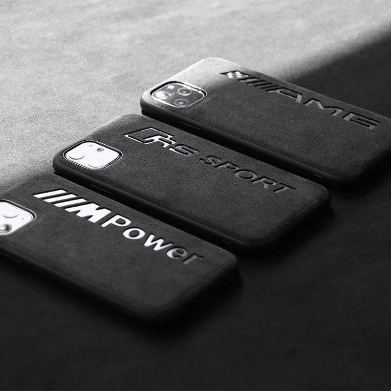 Techypop BMW M Series Alcantara iPhone case in silver with protective metal accents