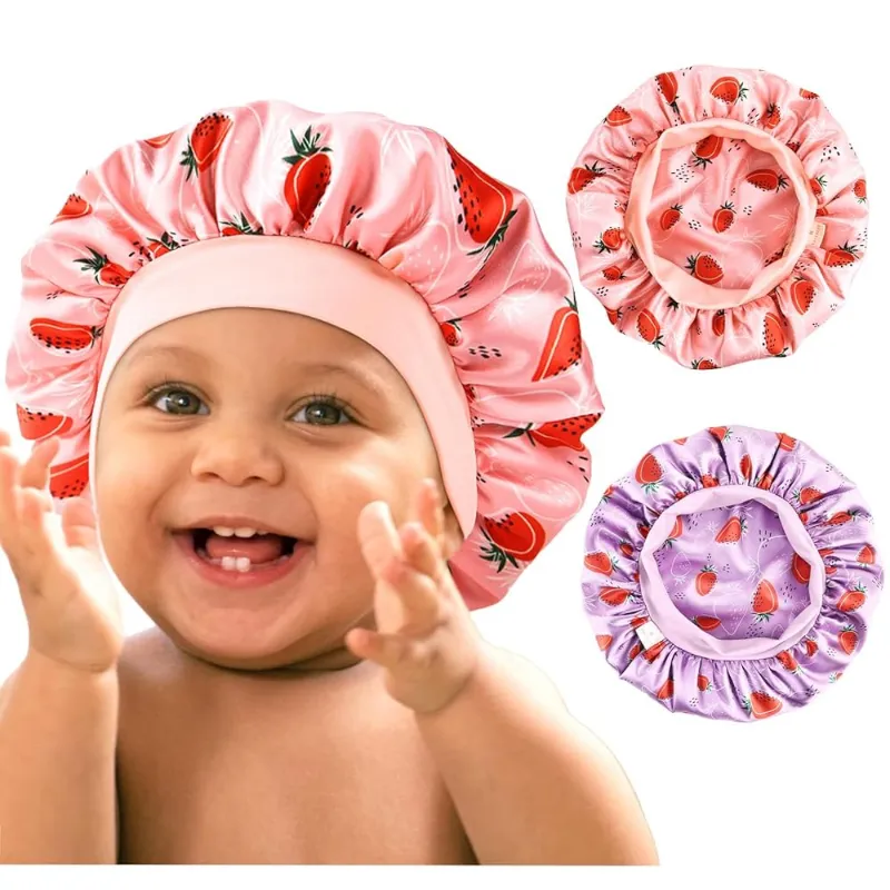 Yanibest purple and pink wide-band baby silk satin bonnet