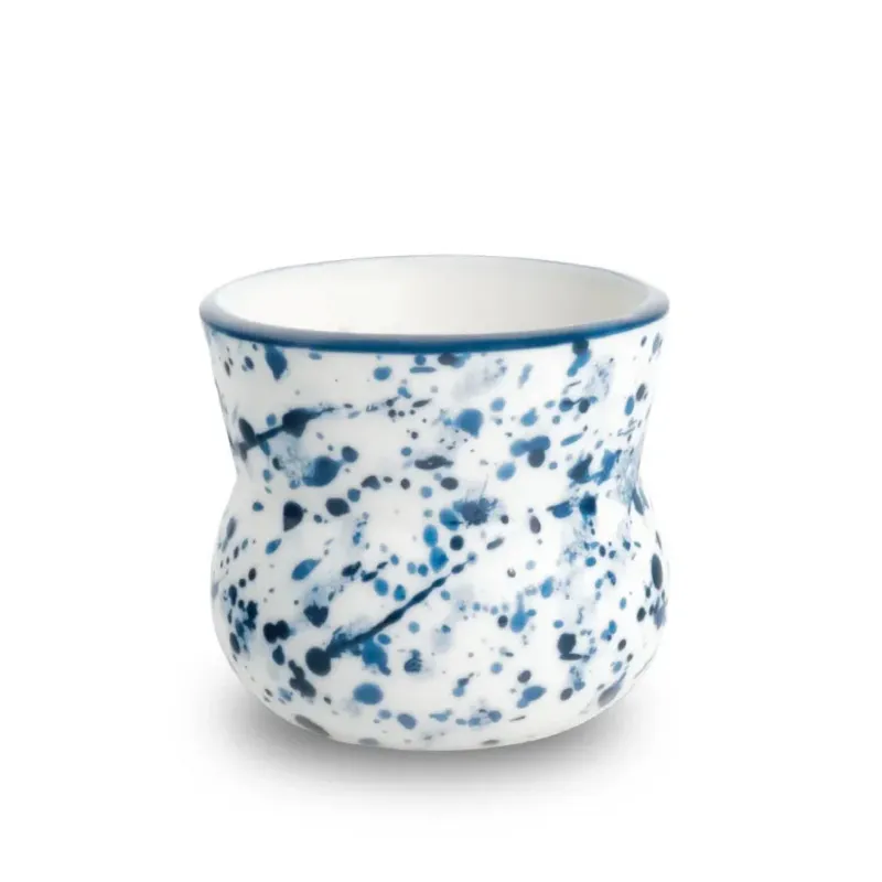 Nammi Bylur Espresso Oval Cup in blue handmade porcelain with elegant finish