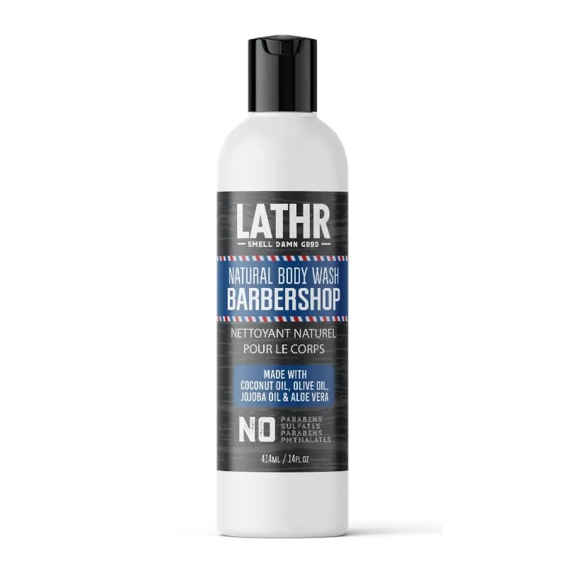 LATHR Barbershop Body Wash bottle with masculine grooming formula
