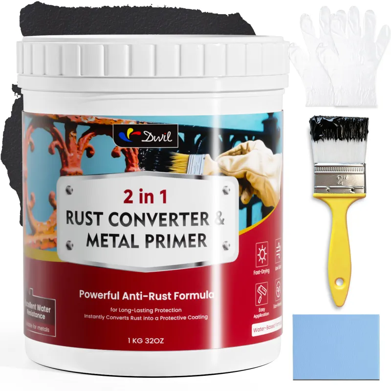 DWIL Paint 2-in-1 Rust Converter & Metal Primer Kit bottles and applicator