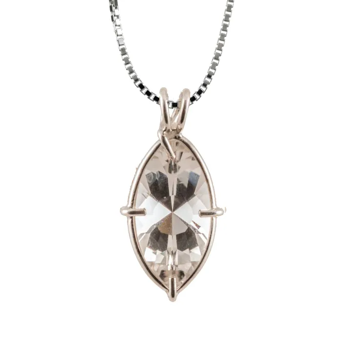 VOLTLIN Quartz Infinite Eye Chain Pendant sacred geometry necklace with clear quartz in silver frame