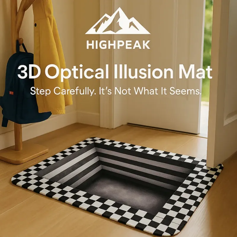 HighPeak 3D Optical Illusion Mat, a doormat printed to look like a hole in the floor