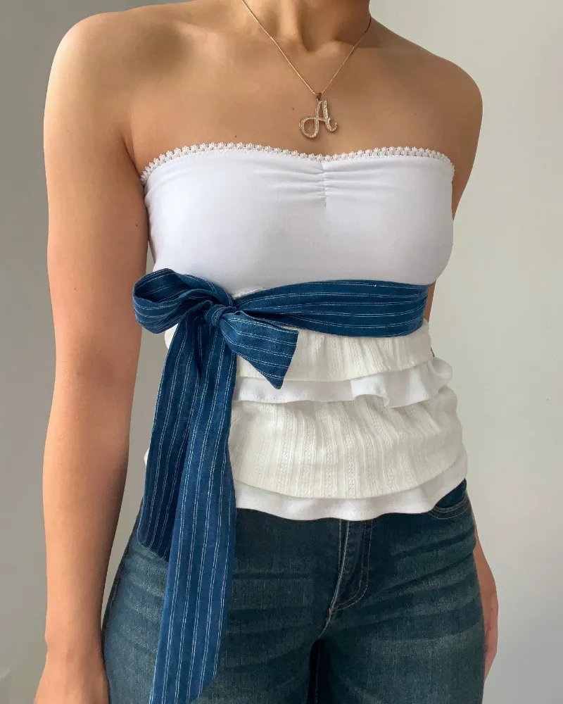 Bit By Angie Landyn pointelle ruffle tube top