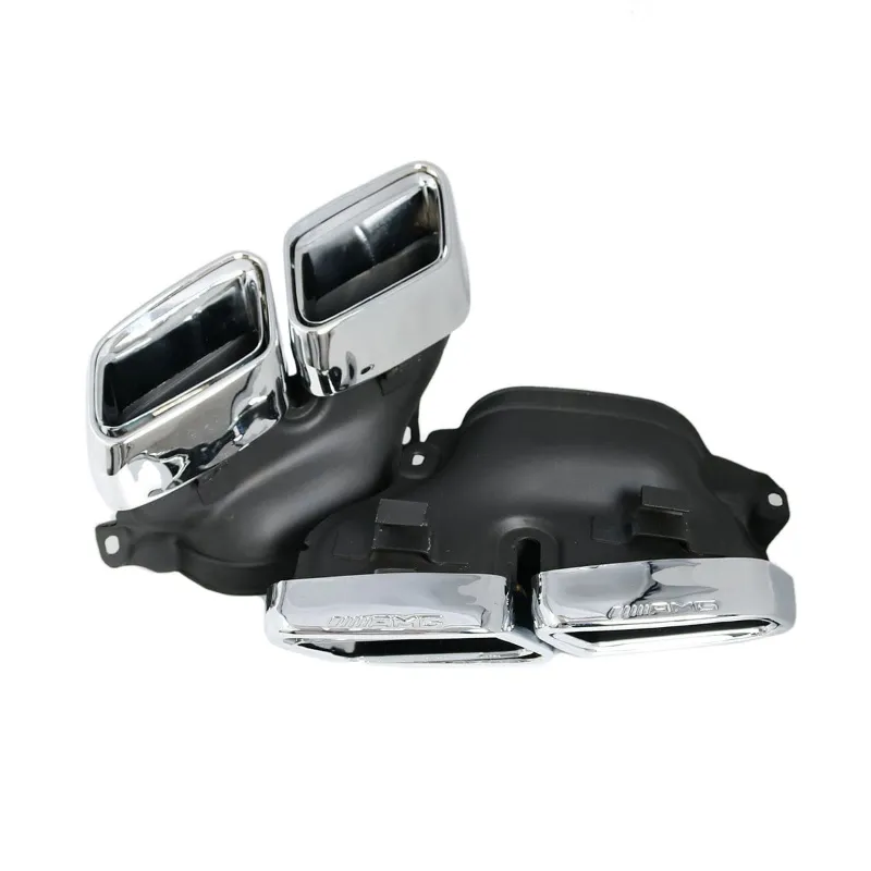 Twenty Two Tuning 63 Style Stainless Steel Exhaust Tips Compatible With Mercedes C-Class/C43 (W205/C205/A205/S205) polished chrome finish