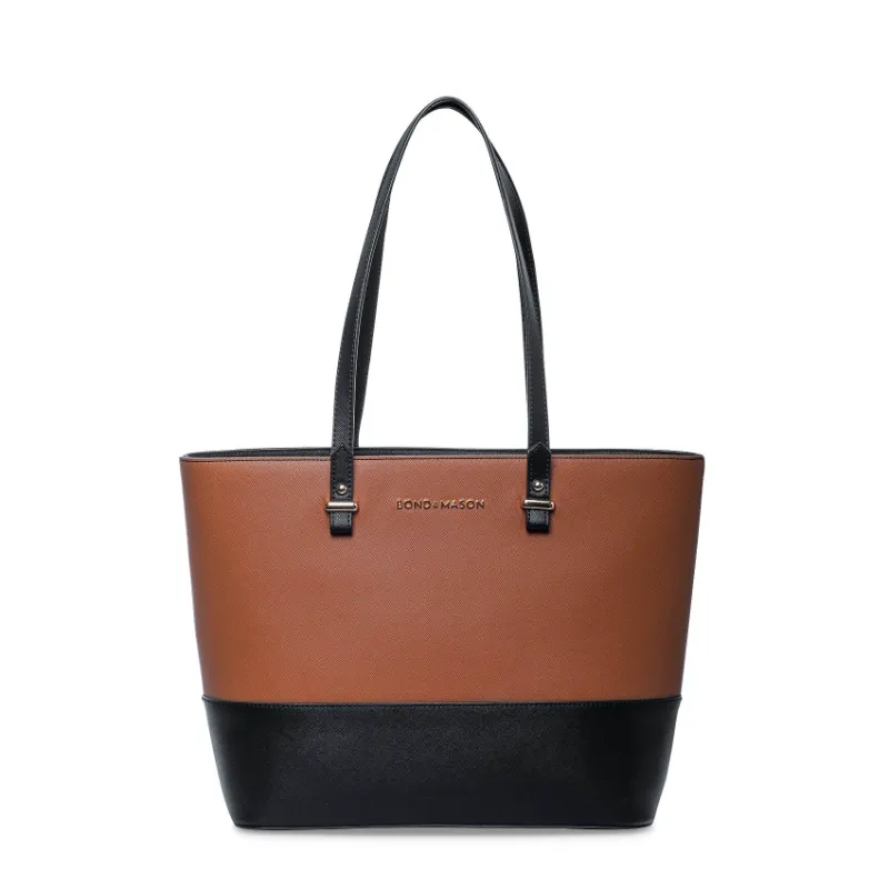 Bond & Mason The Alexandra Tote Bag photo showing a roomy vegan leather tote bag