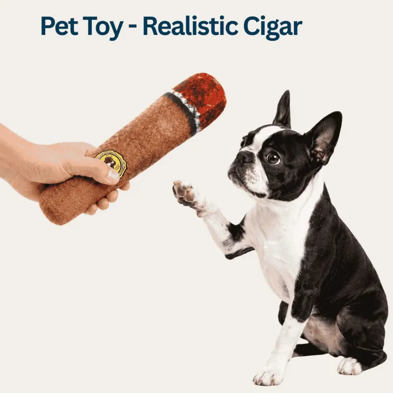 4FurBaby Realistic Cigar Plush Toy for Dogs & Cats shown as a soft brown plush novelty toy