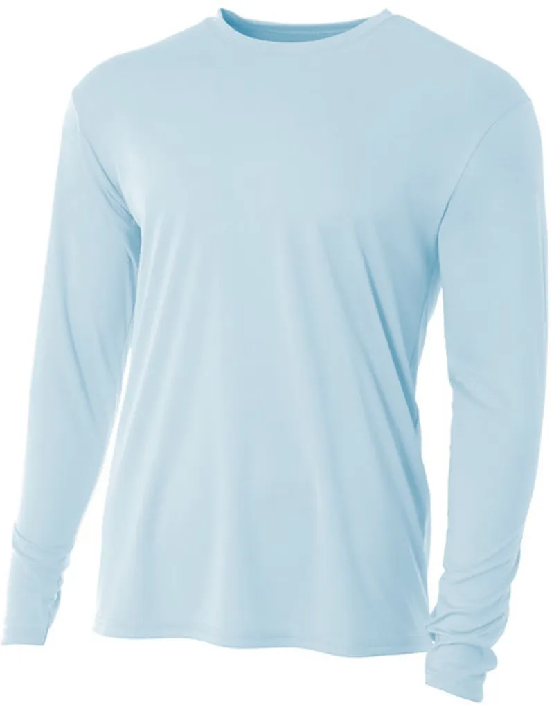 Do It Tennis A4 Men's Performance Long Sleeve Crew Pastel Blue tennis shirt