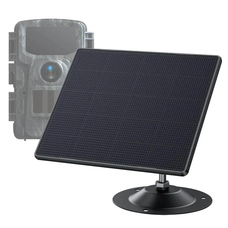 Voopeak BC643 waterproof solar power panel mounted above a trail camera