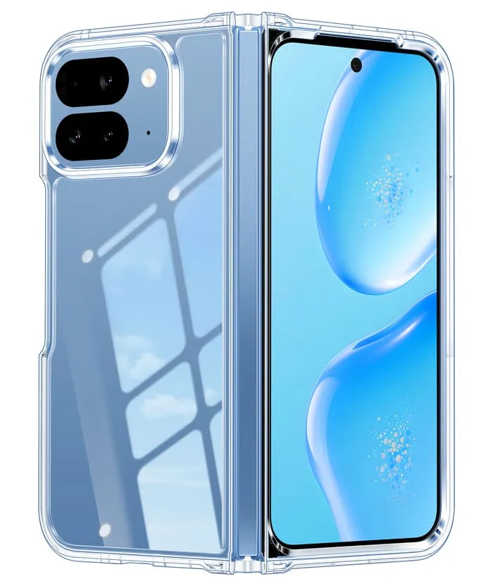 FNTCASE OFFICIAL Google Pixel 10 Pro Fold Clear Slim Anti Yellowing Shockproof Protective Phone Case shown with transparent back