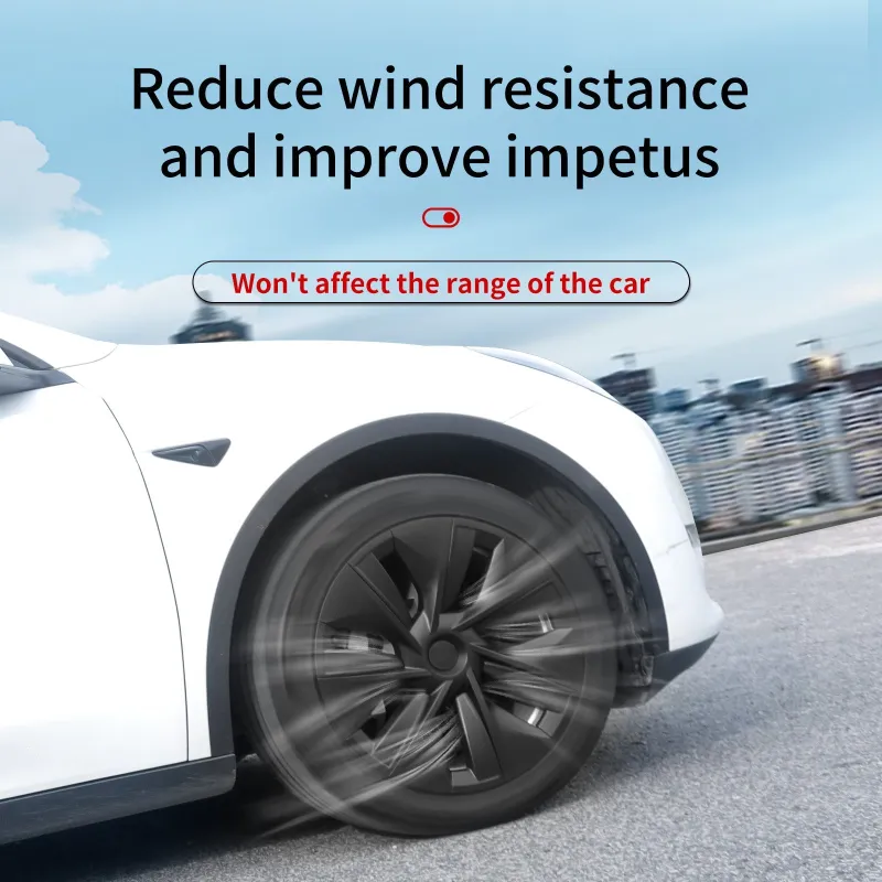 Tesstudio Center Caps 19'' Gemini Style Wheel Cover for Tesla Model Y showing aerodynamic design