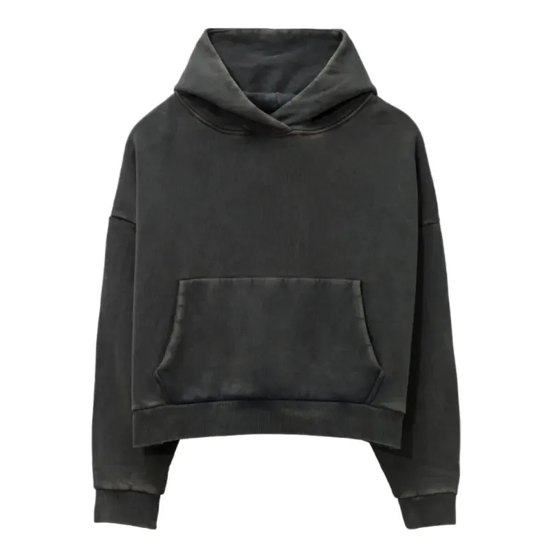 AfewVibe Entire Studios Heavy Hoodie Washed Black, black washed hoodie front view